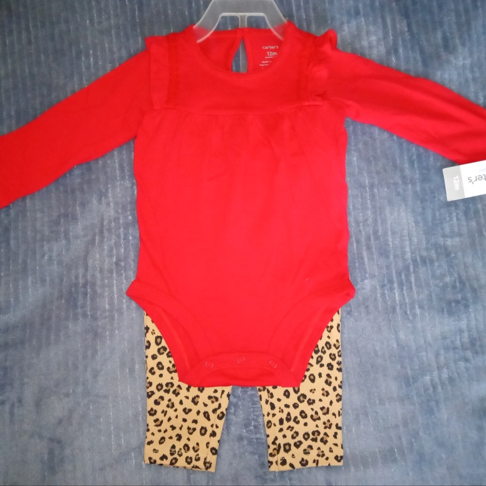 Carter's Baby Girl 2 piece matching set Long sleeve top and pants Size 12 Months